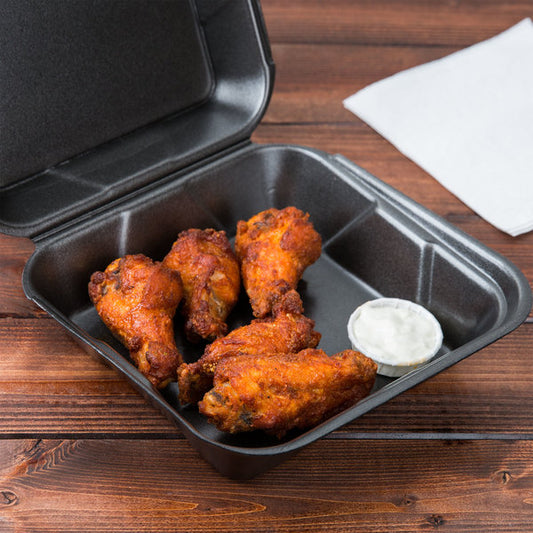 Black Foam Hinged Lid Containers